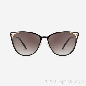 Угловые женские солнцезащитные очки в металлической оправе &quot;кошачий глаз&quot;